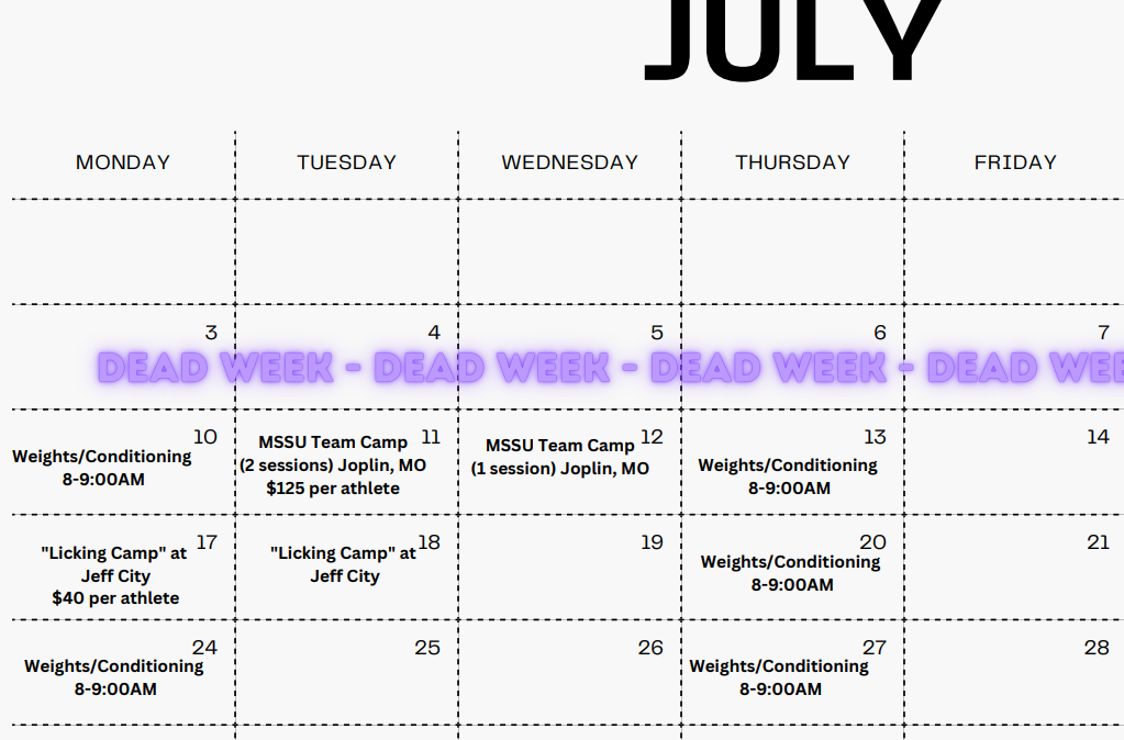 Volleyball July Schedule